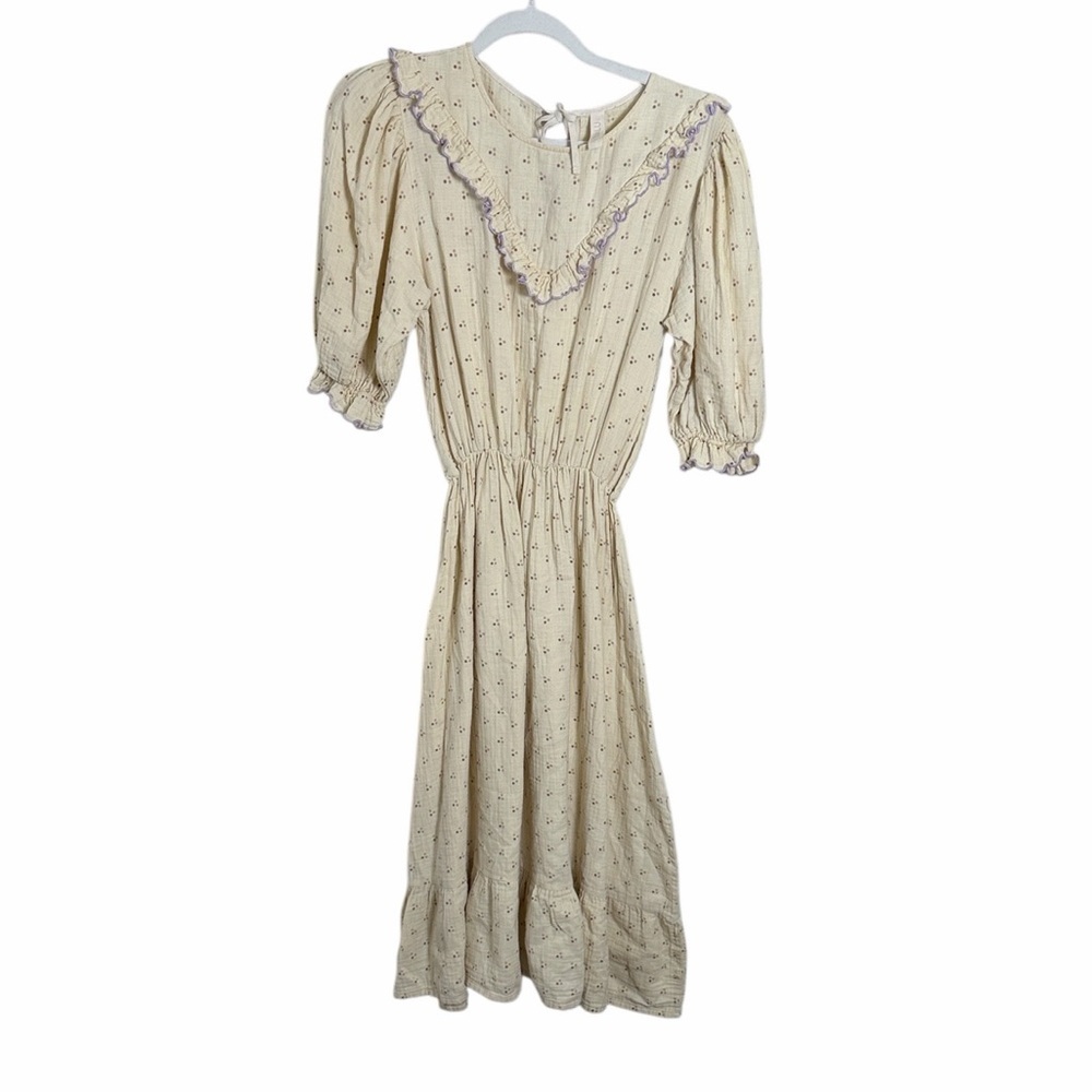 Liilu Tony Organic Cotton Dress Ruffle Cottagecore Size